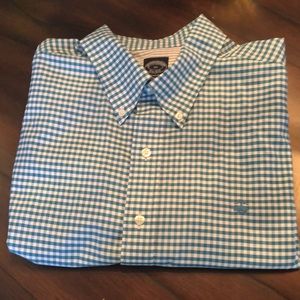 🆕💚Brooks Brothers Classic Oxford gingham cotton button down short sleeve shirt